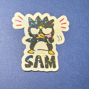 Personalized Name Badtz-Maru theme Stickers. *WATERPROOF* Great for labels, party favors, computer, personalizations, decals, school, gifts.