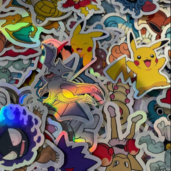 Pokemon Holographic stickers. HUGE variety of Pokemons selection. Great for party favors, computer decals, and much more.