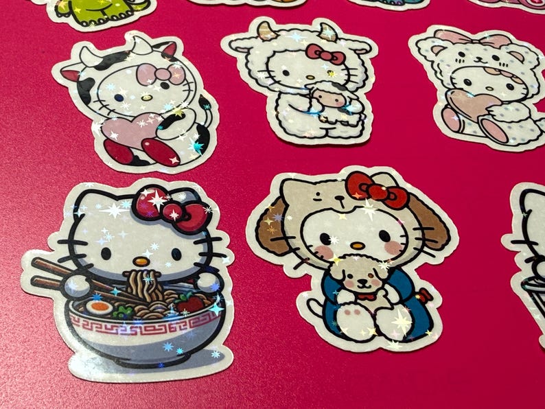 Holographic Hello Kitty Sticker Pack **WATERPROOF** Vinyl Stickers ...