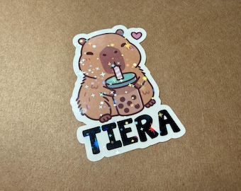 Capybara Animal Themed Personalized Name Stickers. WATERPROOF* Great for party favors, computer, personalizations, decals, much more.