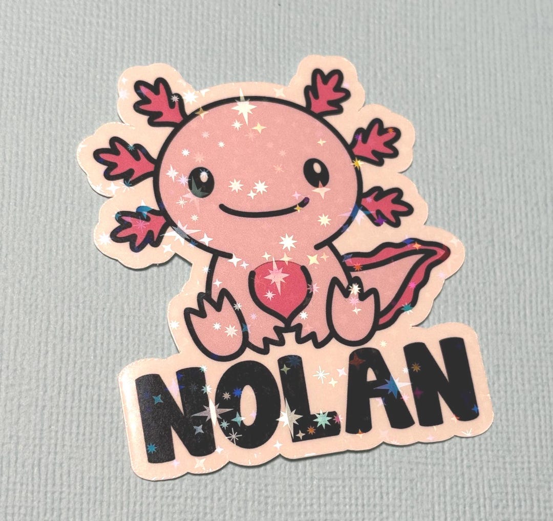 Personalized Axolotl Stickers, Waterproof Holographic Vinyl - Etsy