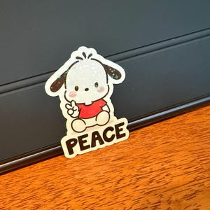 Pegatinas impermeables personalizadas de Pochacco, regalos de fiesta Pocahacco Peace 2