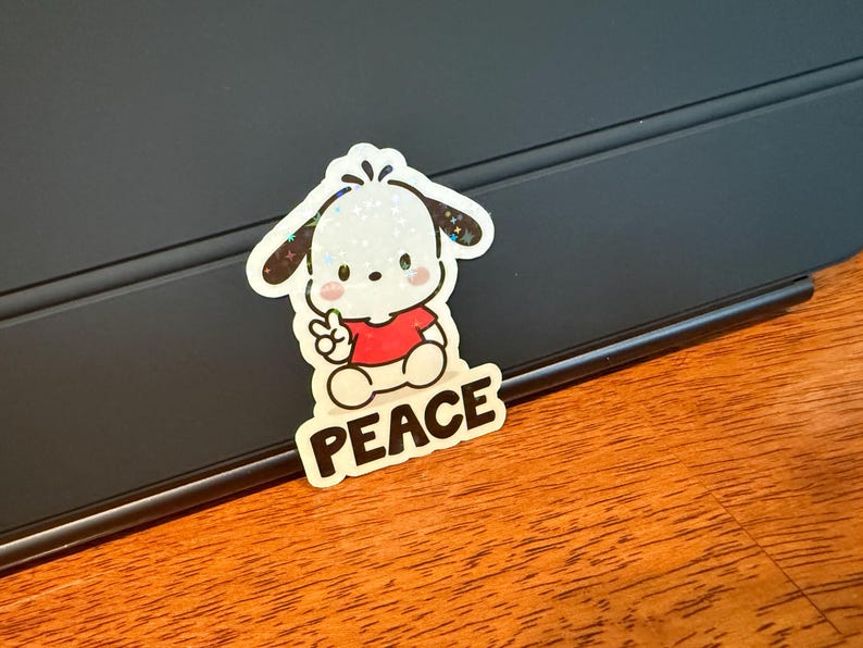 Pegatinas impermeables personalizadas de Pochacco, regalos de fiesta Pocahacco Peace 2