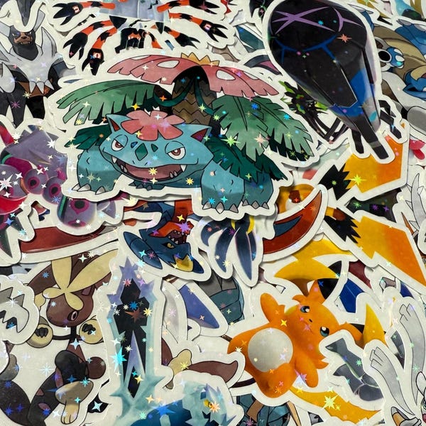 Pegatinas de vinilo con personajes de Pokémon Megaevolución. Gran variedad. *Impermeables** Ideales para regalos de fiesta, calcomanías y coleccionismo.