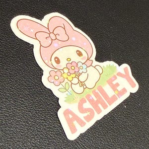 WATERPROOF** Personalized Name My Melody themed Stickers. Great for party favors, computer, personalizations, decals, much more. My Melody Group
