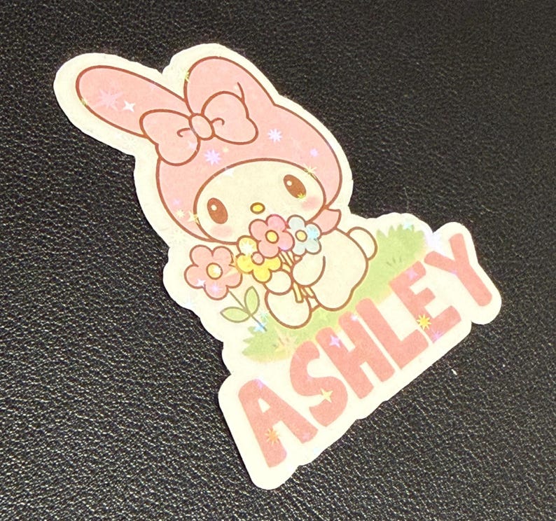 WATERPROOF** Personalized Name My Melody themed Stickers. Great for party favors, computer, personalizations, decals, much more. My Melody Group