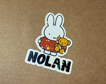 Miffy Themed Personalized Name Stickers. WATERPROOF* Great for party favors, computer, personalizations, decals, much more.