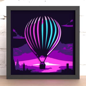 Laser Cut Shadow Box File: Hot Air Balloon Cyberpunk Design (Digital Download)