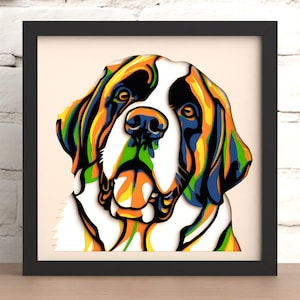 St. Bernard Dog Shadow Box SVG DXF: Laser Cut File (Digital Download)