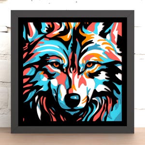 Shadow Box, pliki Svg dla Cricut, plik do cięcia laserowego Wolf, warstwowe pliki 3D SVG i DXF do pobrania cyfrowego (do cięcia laserowego, Cricut i Silhouette)