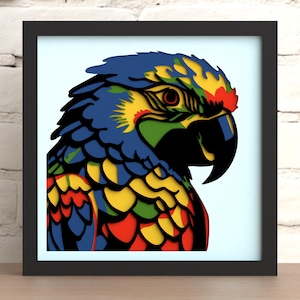 Fichier de découpe laser Shadow Box, perroquet Shadow Box 3D - Dxf (pour laser, Cricut & Silhouette)
