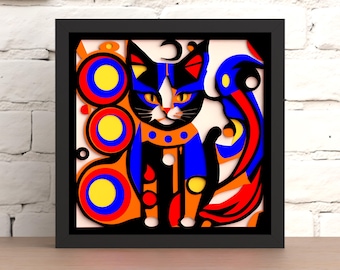 3D Cat Shadow Box SVG: Laser Cut File (Digital Download)