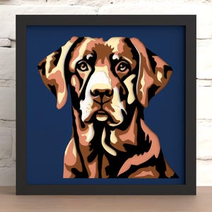 Shadow Box, Labrador SVG, fichiers découpés au laser Portrait de chien, téléchargement numérique Svg 3D en couches (pour découpe laser, Cricut et Silhouette)