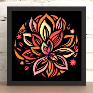Flower Shadow Box 3d Svg (do cięcia laserowego, Cricut i Silhouette)