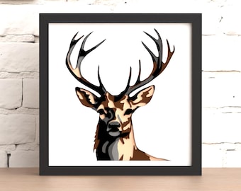 Weihnachten Deer Shadow Box SVG: 3D Laser Cut Datei (Digitaler Download)