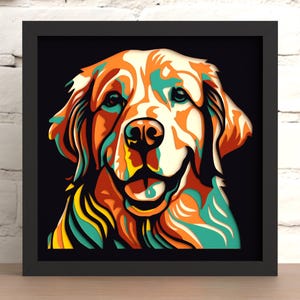 Golden Retriever Hund Silhouetten Box, Laser Cut-Dateien Dxf, Haustier Porträt Layered 3D Plotterdatei (Für Laser Cut, Cricut & Silhouette)