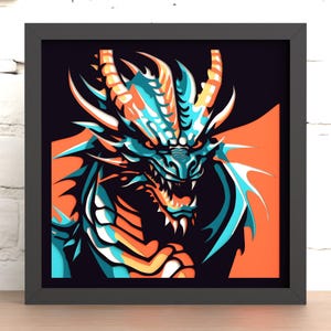 SVG multistrato, file di taglio laser Shadow Box Dragon, SVG 3D a strati, file Cricut, download digitale (per laser, Cricut e Silhouette)