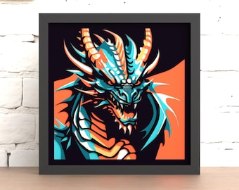 Multilayer SVG, Shadow Box Dragon Laser Cut-Datei, geschichtete 3D-Svg, Cricut-Datei, digitaler Download (für Laser, Cricut & Silhouette)