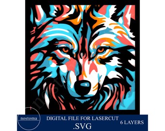 Lasercut Multilayer Wolf Cardstock Svg Abstract Animal Layered  Digital File Instant Download Home Decor Wall Art ML041