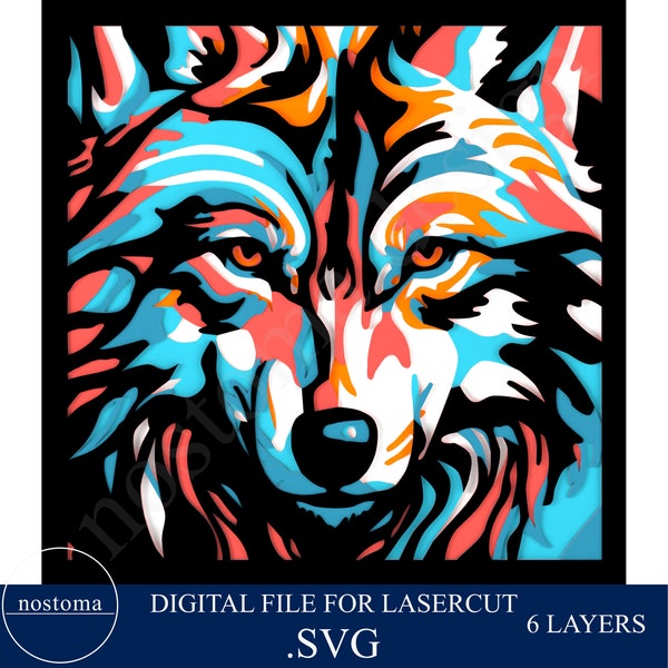 Laser Cut Files Layered Wolf Cardstock Svg 3d Cricut Silhouette Multilayer Abstract Animal Digital Instant Download File  DIY Gift ML041
