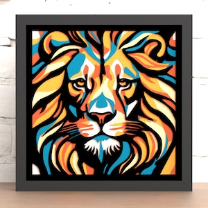 Fichiers découpés au laser, Shadow Box, Lion Svg, cadeau multicouche bricolage en téléchargement numérique (pour laser, Cricut et Silhouette)