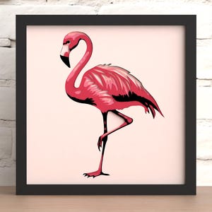 Flamingo Schattenbox: 3D Schicht Laserschnitt Datei (SVG, DXF Digital Download)