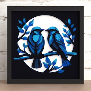 Layered Shadow Box 3d Svg, Love Birds Cardstock Laser Cut File, DIY Valentines Gift Digital Download (For Laser Cut, Cricut & Silhouette)