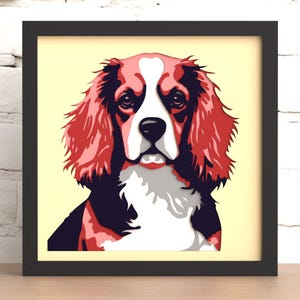 Schattenbox Laser Cut-Datei, Cavalier Spaniel Schattenbox 3d svg, dxf-Datei digitaler Download (für Laser Cut, Cricut & Silhouette)