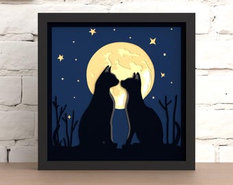 Shadow Box Laser Cut Dateien, Valentinstag Design SVG und DXF, Layered 3D Plotterdatei (für Laser Cut, Cricut & Silhouette)