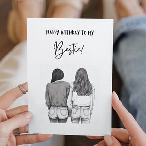 Cartão de aniversário da melhor amiga, cartões de aniversário da melhor amiga, cartões de aniversário da melhor amiga da menina, cartões personalizados para suas irmãs, cartão de aniversário fofo
