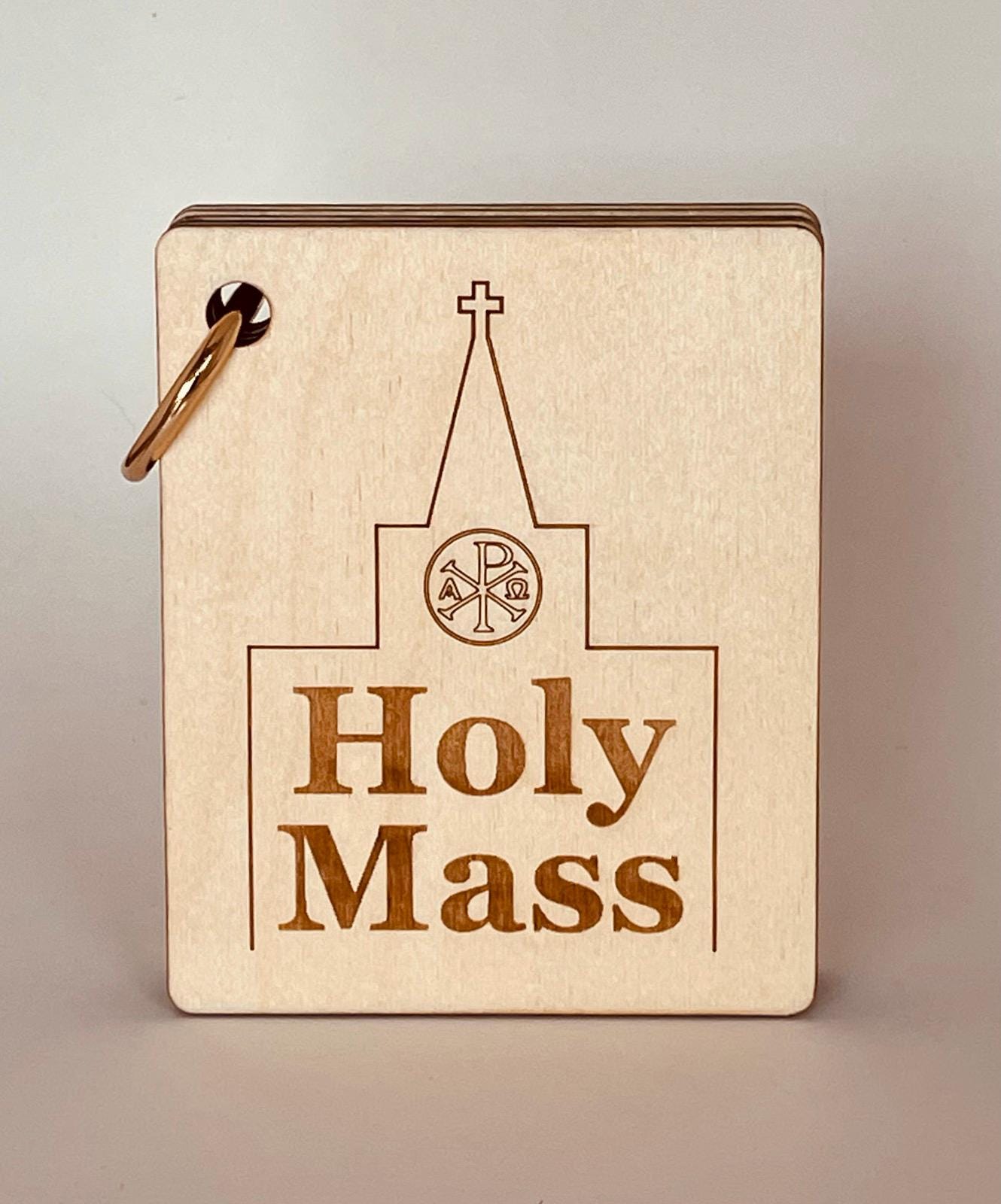 Heirloom Wooden Catholic Mass Book for Children, Montessori Style Religious Toy, Durable Faith-Based Gift