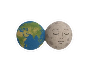 Earth and Moon Infinity Tie Kiss-Cut Stickers: Space Lover Laptop Decals