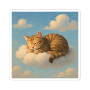 Sleepy Cat Kiss-Cut Stickers, Cute Cat Decor, Laptop Stickers, Cat Lover Gift, Pet Themed Wall Art, Fun Stationery