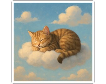 Sleepy Cat Kiss-Cut Stickers, Cute Cat Decor, Laptop Stickers, Cat Lover Gift, Pet Themed Wall Art, Fun Stationery