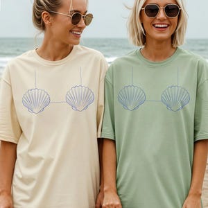 Shell Bikini Comfort Colors T-Shirt | Coastal Beach Graphic Tee for Women | Summer Aesthetic Shell Shirt | Vintage Beachy Top