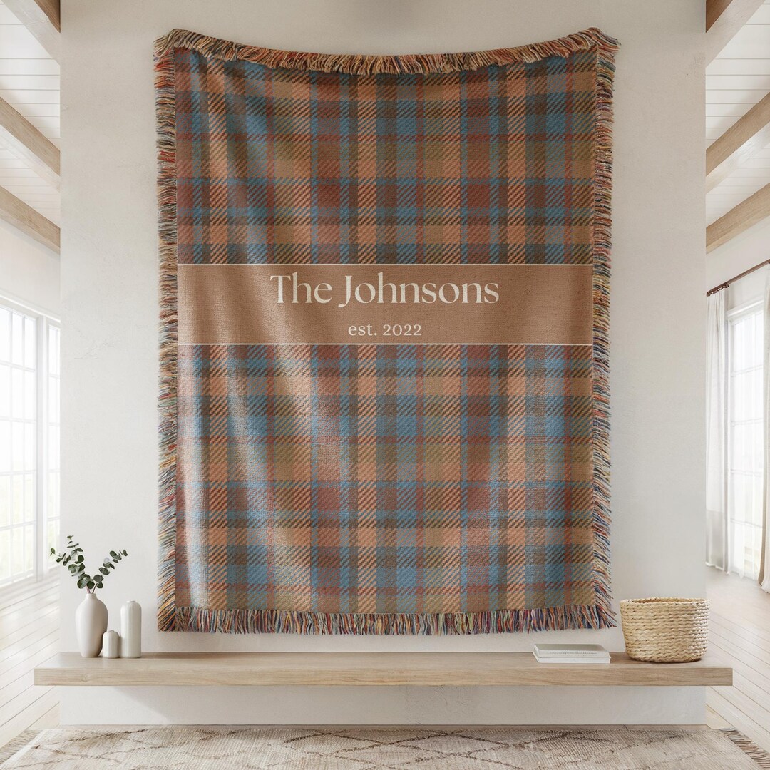 Personalized Woven Throw Blanket, Cotton Anniversary Gift for Couple ...