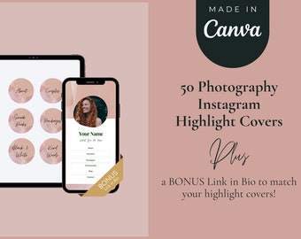 Photographer Instagram Highlight Covers | Canva Highlight Icons | Watercolor Design | Rose Highlights | Aesthetic Icons | Brand Identity