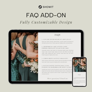 Showit FAQ Add-On | Showit Template | FAQ Add-On | Photography Website | Coaching Website | Customizable Designs | Instant Download
