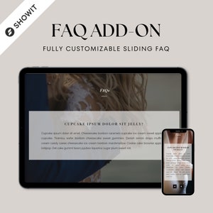 Showit FAQ Add-On | Showit Template | FAQ Add-On | Photography Website | Coaching Website | Customizable Designs | Instant Download