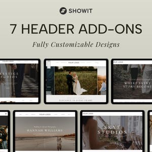 Showit Header Bundle | Showit Bundle | Header Add-On | Photography Website | Coaching Website | Customizable Designs | Responsive Design