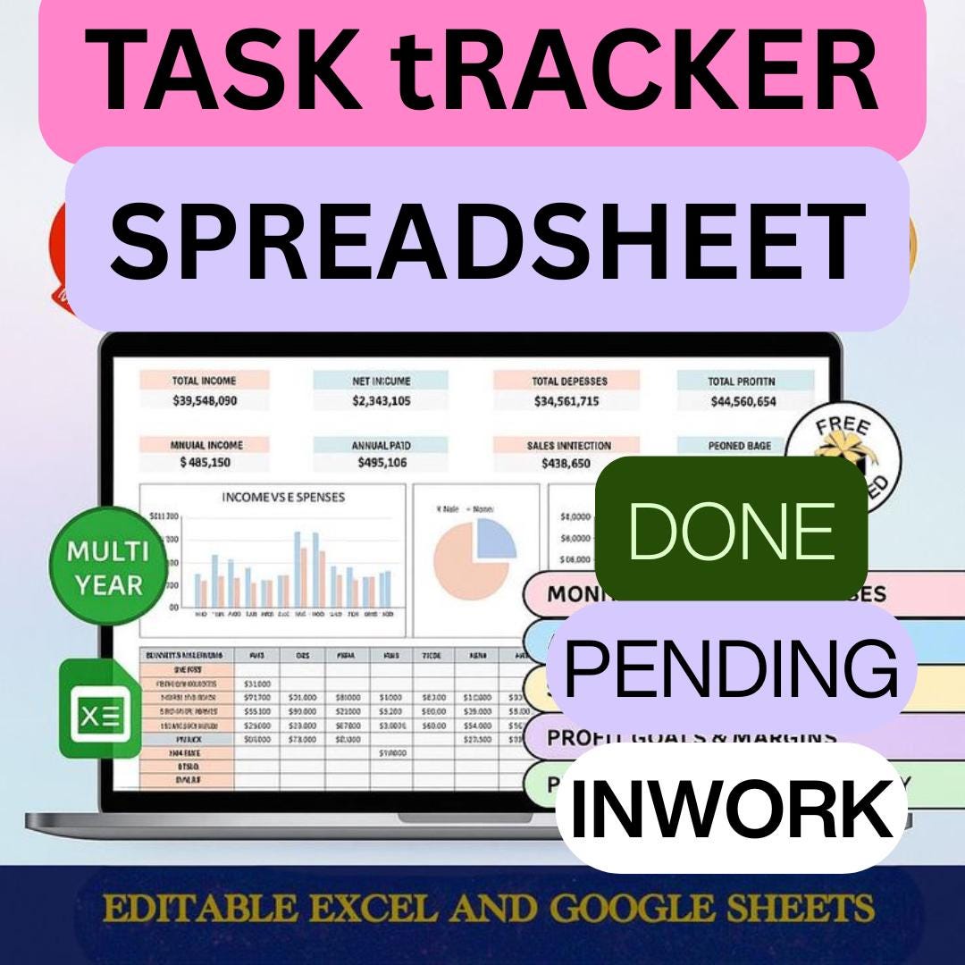 Task Tracker Spreadsheet Google Sheets and Excel To-do List Template ...