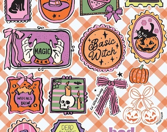 Foglio di adesivi di Halloween / Adesivi fantasma, Adesivi per diario autunnale, Adesivi per planner autunnale, Album di ritagli e graziose decorazioni spettrali