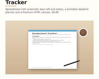 Assignment Tracker Planner, Student Homework Deadline Organizer, PDF Planner, Digital Download