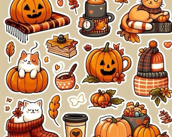 Halloween Stickers Pack: Spooky Pumpkins & Ghosts (Digital PNG)