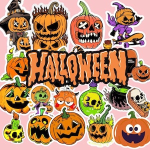 Halloween Sticker Pack | Cute Spooky Stickers | Ghost Pumpkin Witch Cat Stickers | Halloween Scrapbook Laptop Water Bottle Stickers