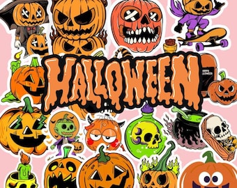 Halloween Sticker Pack | Cute Spooky Stickers | Ghost Pumpkin Witch Cat Stickers | Halloween Scrapbook Laptop Water Bottle Stickers