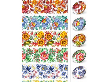 Emballage thermorétractable - Emballages d'oeufs de Pâques - Sticker décoratif pour manches - Style peinture florale.