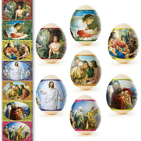 Heat Shrink Wrap - Easter Egg Wraps - Sleeve Decoration Sticker - Biblical Motifs