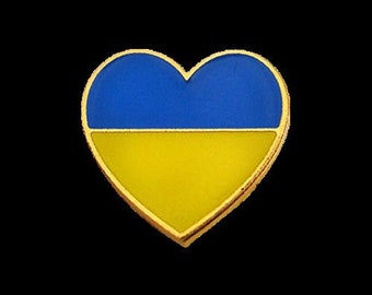 Ukrainian Pin - Heart Brooch - Patriotic Ukraine - Metal - Flag, Smile