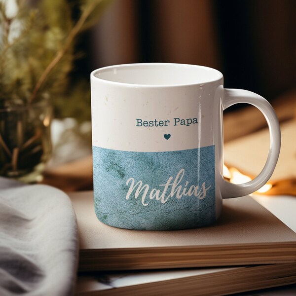 Personalisiertes Geschenk Bester Papa Geburtstag Tasse Vatertag Becher  Fathers Day Cadeau Coffee Mug Robuste Tasse Becher Steingut